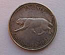 Modern Coin of a canadian silver quarter(Confederation Centennial-1887-1967)(Obverse & Side shots)